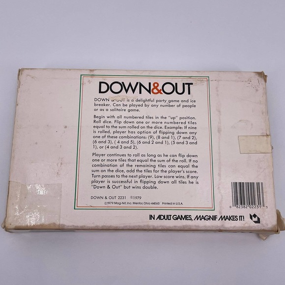 Down & Out Vintage 1979 Dice Game Model # 2231 Complete Adult Math Game Mag-Nif - Picture 5 of 10